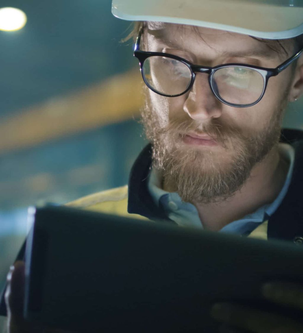 Engineer working on tablet